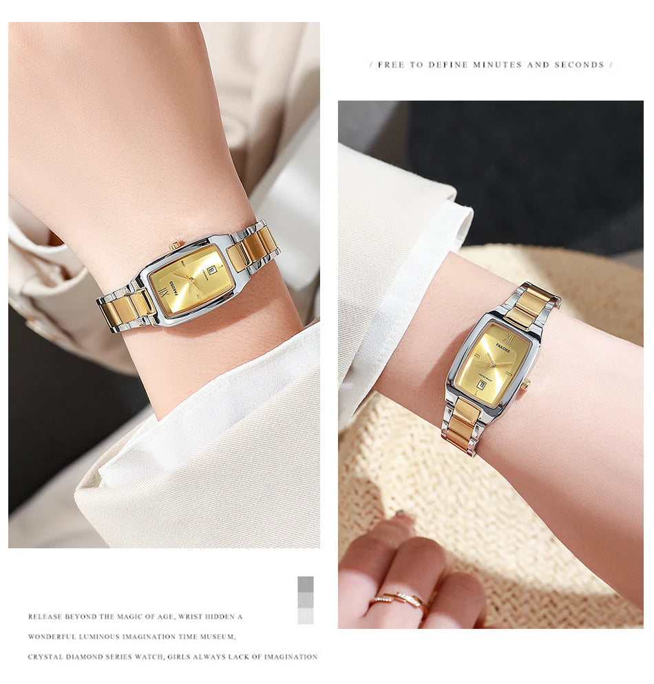 WWOOR Elegant Women's Watch Fashion Stainless Steel Waterproof Ladies Quartz Wristwatch Luxury Bracelet Watches Date Reloj mujer