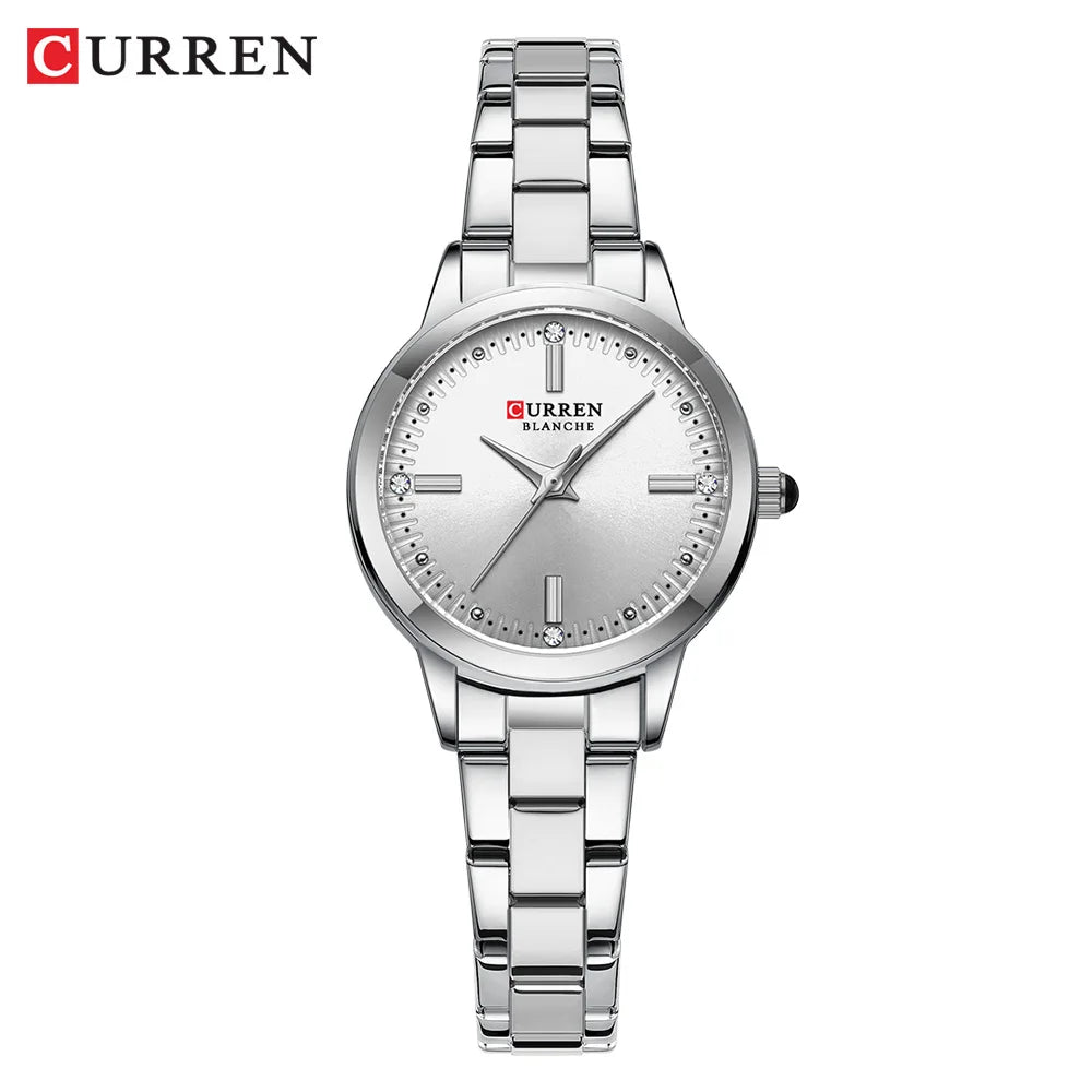 CURREN-Women's Simple Dial Wristwatch, Elegant and Charming Bracelet Quart Watches for Lady, Fashion Brand