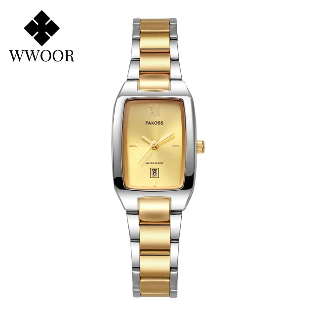 WWOOR Elegant Women's Watch Fashion Stainless Steel Waterproof Ladies Quartz Wristwatch Luxury Bracelet Watches Date Reloj mujer