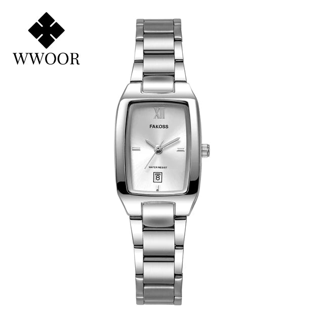 WWOOR Elegant Women's Watch Fashion Stainless Steel Waterproof Ladies Quartz Wristwatch Luxury Bracelet Watches Date Reloj mujer