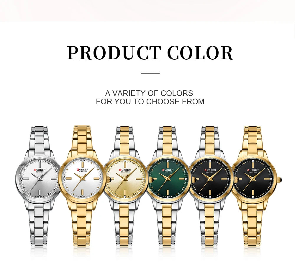 CURREN-Women's Simple Dial Wristwatch, Elegant and Charming Bracelet Quart Watches for Lady, Fashion Brand