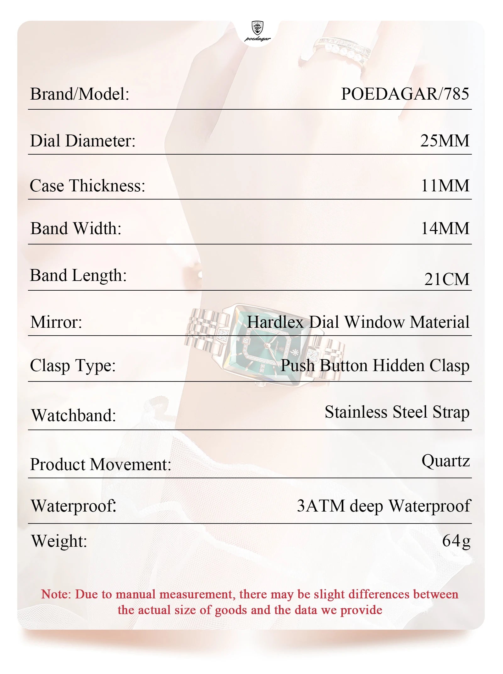 POEDAGAR Luxury Watch For Woman Waterproof Calendar High Quality Ladies Watch Stainless Steel Quartz Women's Watches Elegant+Box