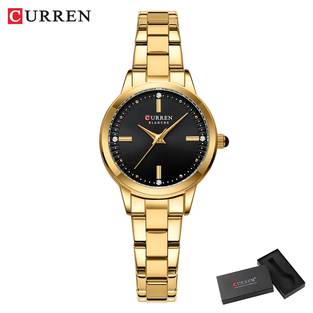CURREN-Women's Simple Dial Wristwatch, Elegant and Charming Bracelet Quart Watches for Lady, Fashion Brand