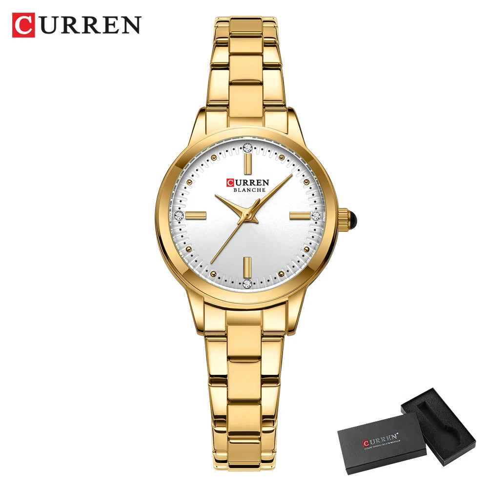 CURREN-Women's Simple Dial Wristwatch, Elegant and Charming Bracelet Quart Watches for Lady, Fashion Brand