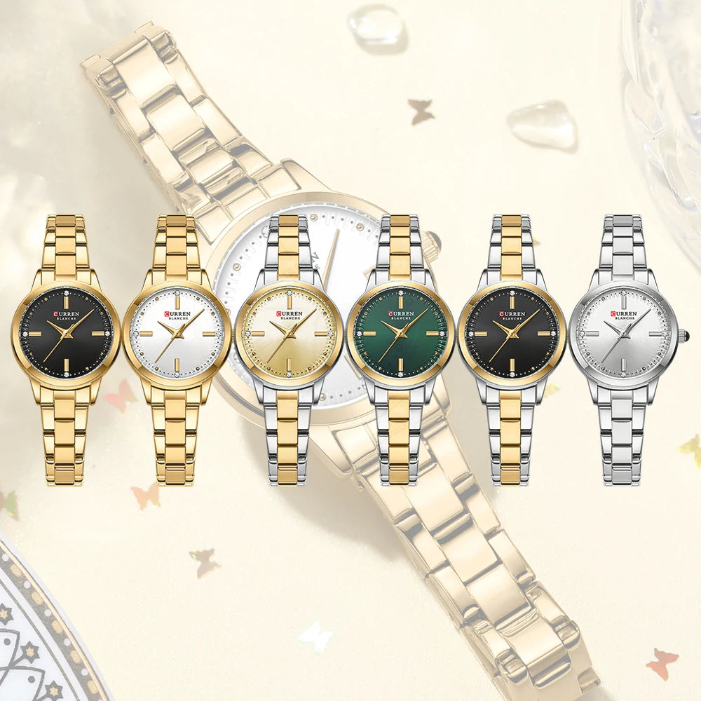CURREN-Women's Simple Dial Wristwatch, Elegant and Charming Bracelet Quart Watches for Lady, Fashion Brand