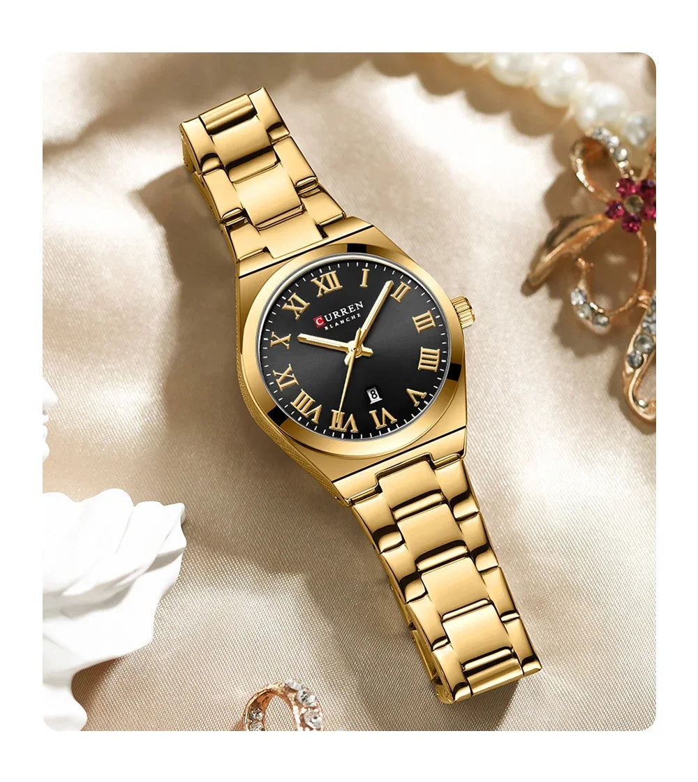 CURREN Watch Women,Watches for Women,Ladies Watches,Waterproof Fashion Dress Stainless Steel Bracelet Analog Watches Date