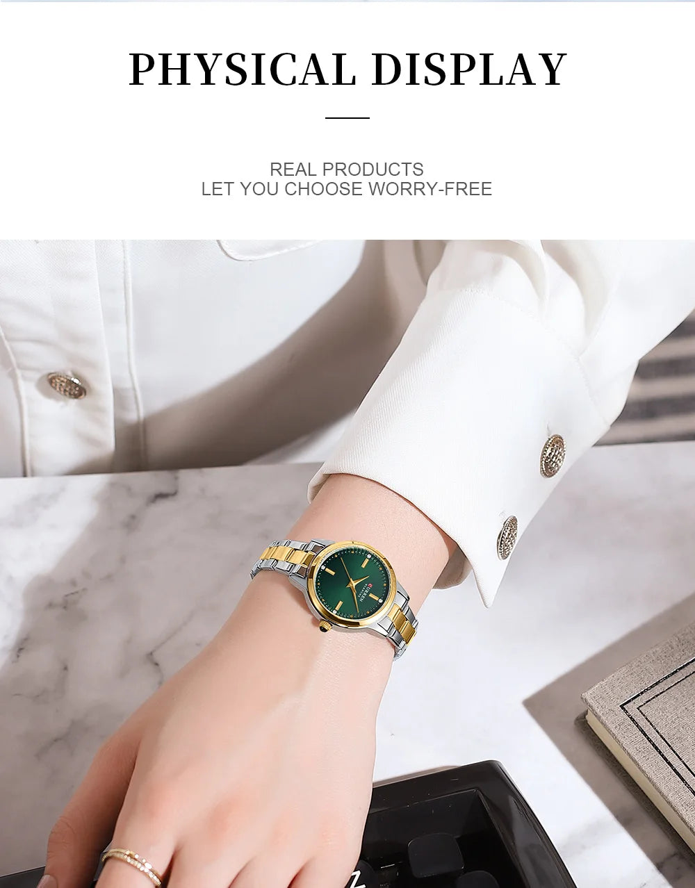 CURREN-Women's Simple Dial Wristwatch, Elegant and Charming Bracelet Quart Watches for Lady, Fashion Brand