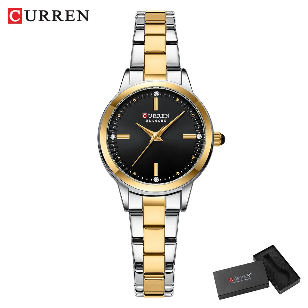 CURREN-Women's Simple Dial Wristwatch, Elegant and Charming Bracelet Quart Watches for Lady, Fashion Brand