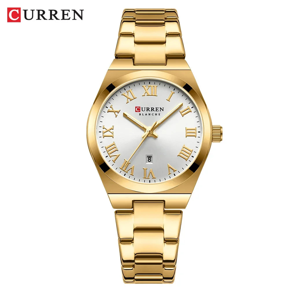 CURREN Watch Women,Watches for Women,Ladies Watches,Waterproof Fashion Dress Stainless Steel Bracelet Analog Watches Date