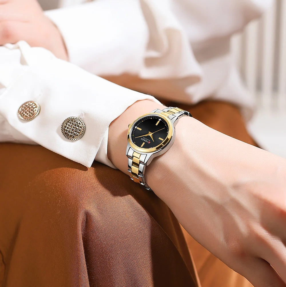 CURREN-Women's Simple Dial Wristwatch, Elegant and Charming Bracelet Quart Watches for Lady, Fashion Brand