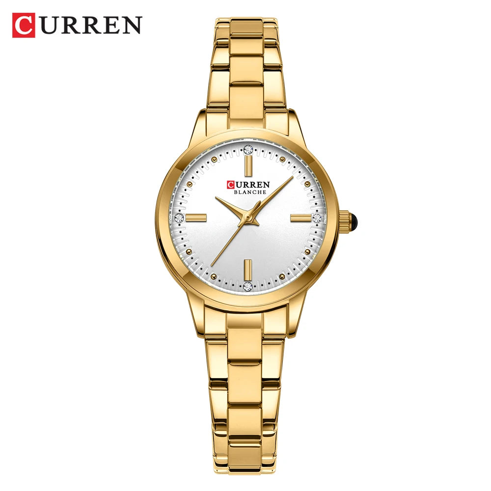 CURREN-Women's Simple Dial Wristwatch, Elegant and Charming Bracelet Quart Watches for Lady, Fashion Brand