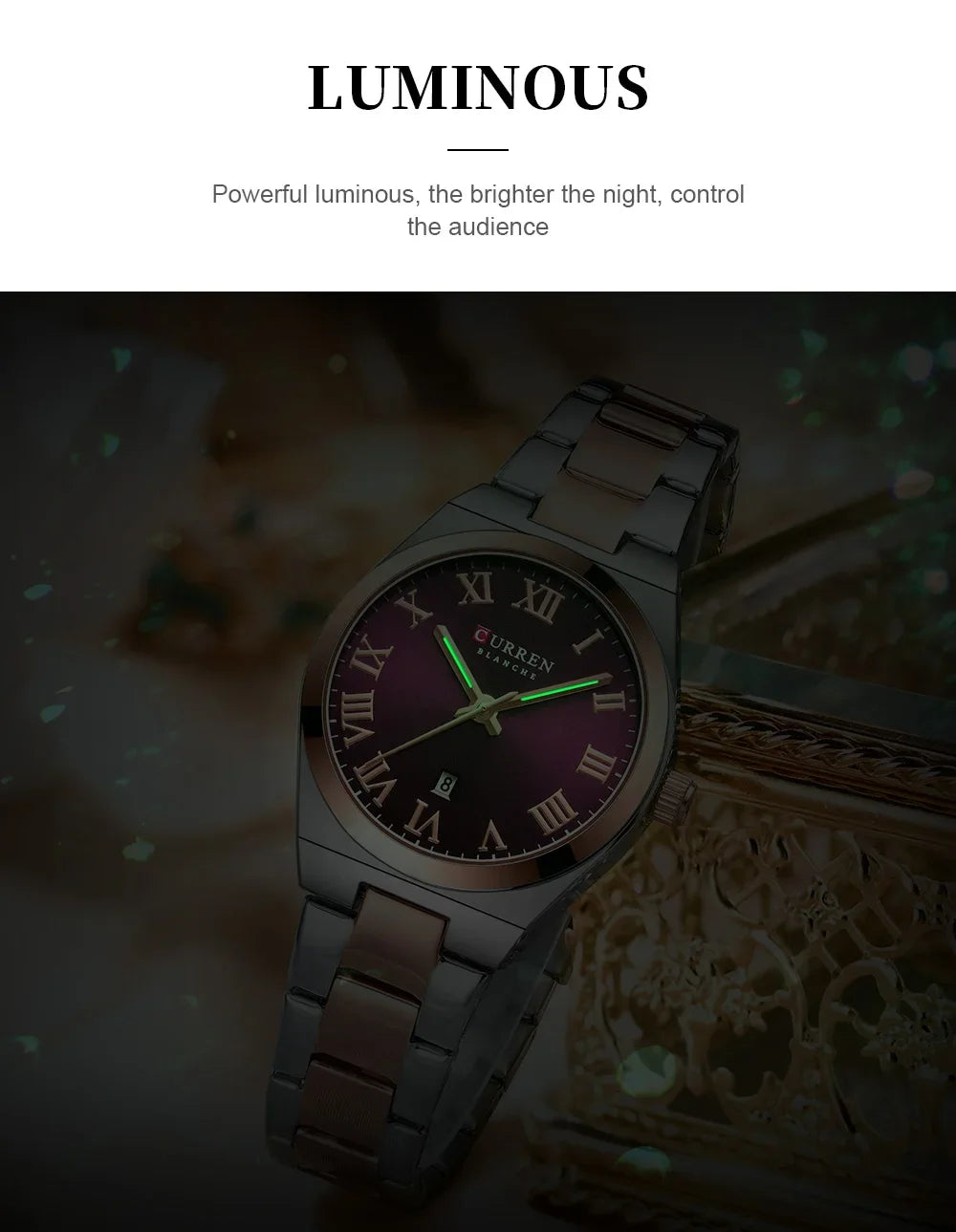 CURREN Watch Women,Watches for Women,Ladies Watches,Waterproof Fashion Dress Stainless Steel Bracelet Analog Watches Date