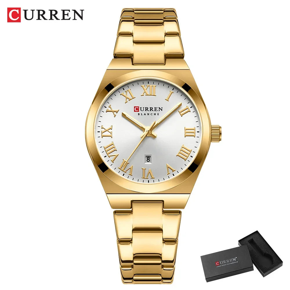 CURREN Watch Women,Watches for Women,Ladies Watches,Waterproof Fashion Dress Stainless Steel Bracelet Analog Watches Date