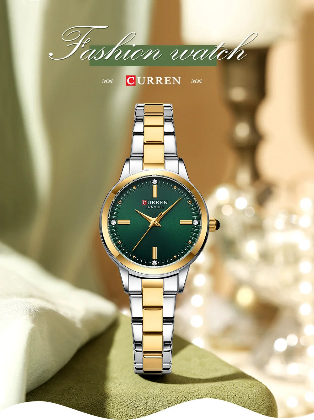 CURREN-Women's Simple Dial Wristwatch, Elegant and Charming Bracelet Quart Watches for Lady, Fashion Brand